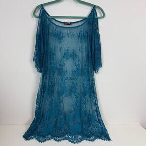 Avidlove Peacock Blue Lace Babydoll Chemise M